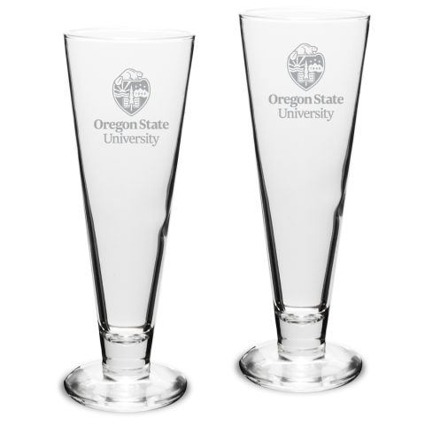 Campus Crystal Fluted Pilsner with Oregon State University Crest