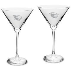 Campus Crystal Martini Glass with Beaver