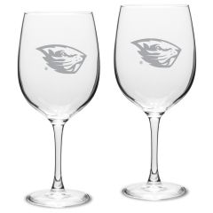 Campus Crystal 19 oz Wine Glass with Beaver