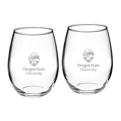 Campus Crystal Stemless Wine Glass with Oregon State University Crest