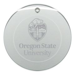 Campus Crystal Round Ornament with Oregon State University Crest