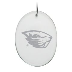 Campus Crystal Oval Ornament with Beaver