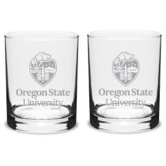 Campus Crystal Double-Old Fashioned Glass with Oregon State University Crest