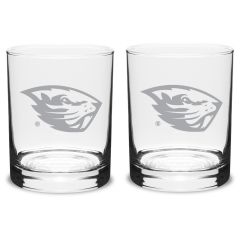 Campus Crystal Double-Old Fashioned Glass with Beaver