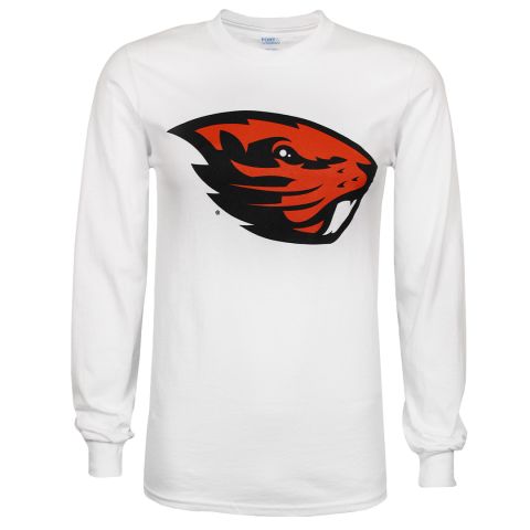 Value White Long Sleeve Tee with Beaver