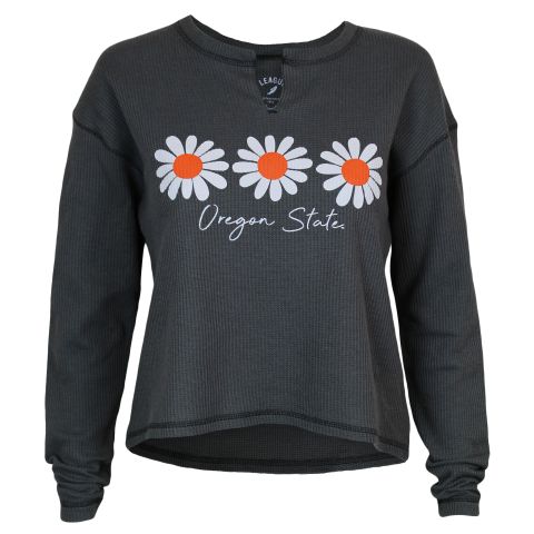 Women's Grey Oregon State Waffle Knit Tee with Daisies