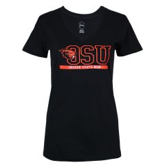 Women's Black Oregon State Mom V-Neck