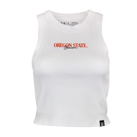 Women's White Oregon State Beavers Ribbed Tank