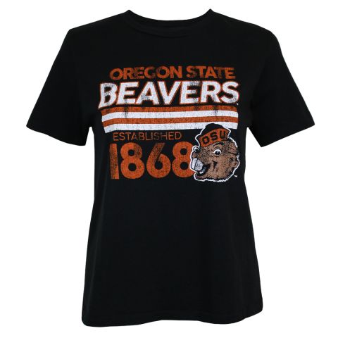 Women's Black Oregon State Tee with Benny