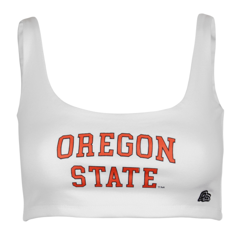 Women's White Ultra Cropped Oregon State Tank Top