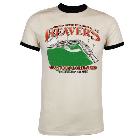 Men's Vintage White Beavers Baseball Ringer Tee