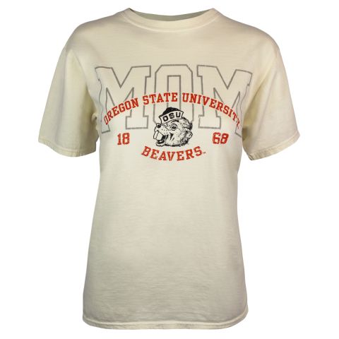 Women’s Vanilla Oregon State Mom Tee with Benny