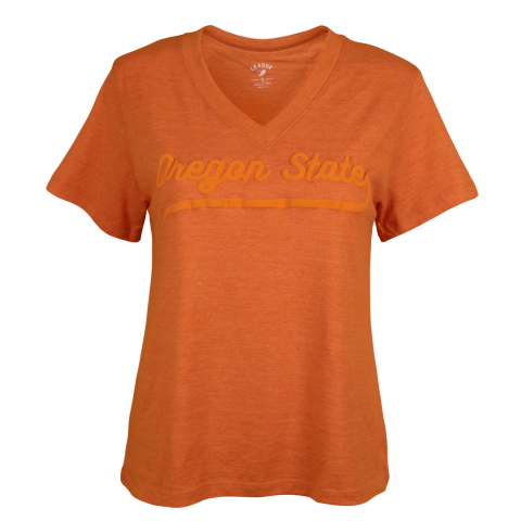 Women's Vintage Orange V-Neck Tee with Oregon Sate