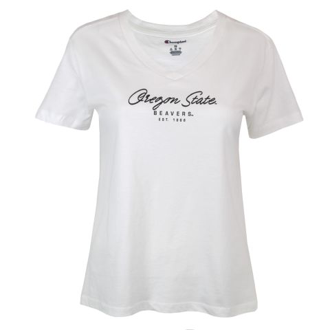 Women's Champion White Oregon State V-Neck