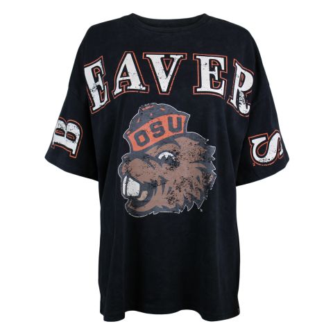 Women's Washed Black Tee with Benny