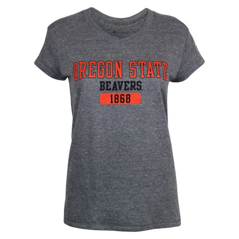 Women's Champion Grey Oregon State Beavers 1868 Tee