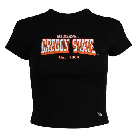 Women's Black Oregon State Baby Tee