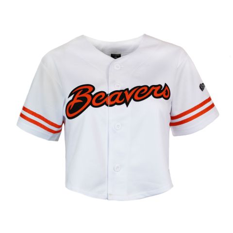 Women's White Cropped Beavers Baseball Jersey