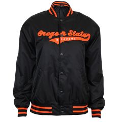 Women's Black Varsity Jacket with Oregon State