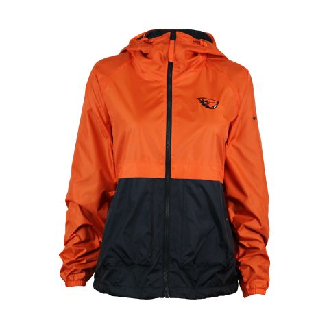 Women's Orange and Black Windbreaker Fleece with Beaver