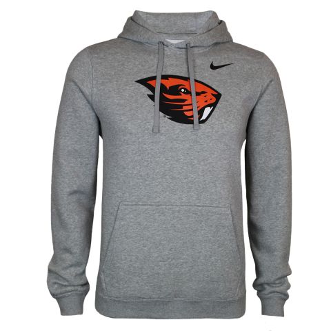 Men's Nike Grey Club Fleece Hoodie with Beaver