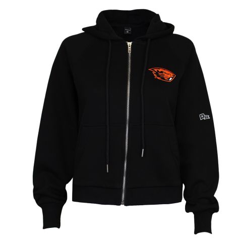 Women's Black Cropped Full-Zip Hoodie