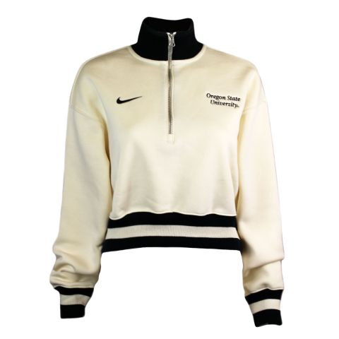 Women's Nike Ivory Cropped Half-Zip