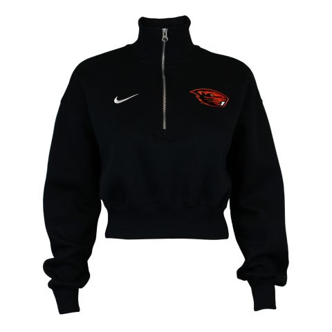 Women's Nike Black Cropped Half-Zip with Beaver