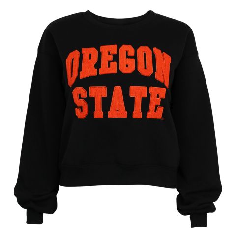Women's Black Chenille Oregon State Crew
