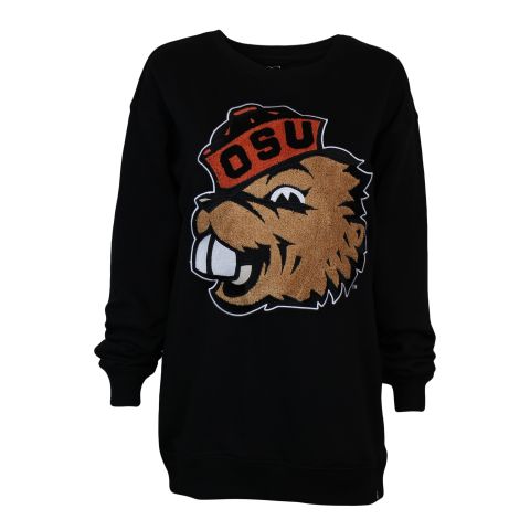 Women's Black Oversized Chenille Benny Crew
