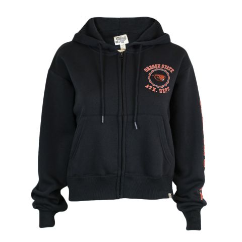Women's Black Cropped Cloud Fleece Full-Zip Hoodie