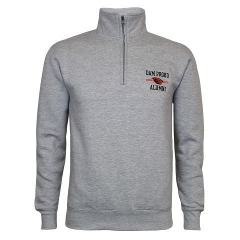 Men's Grey Quarter-Zip with Dam Proud Alumni