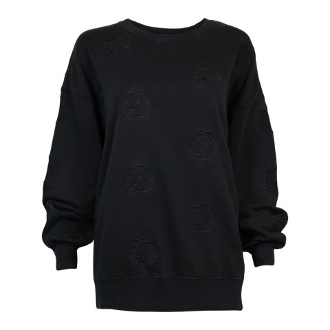 Women's Black Oversized Repeating Benny Crew