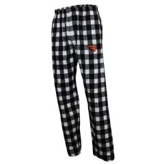 Men's Black Plaid Flannel Pants with Beaver