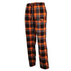 Men's Orange and Black Plaid Flannel Pants