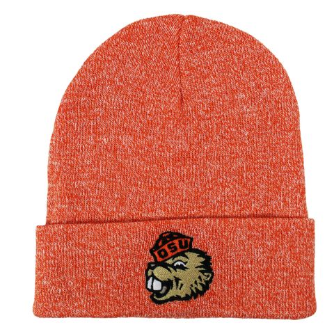 Heather Orange Beanie with Benny