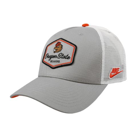 Nike Grey Mesh Oregon State Panel Snapback with Benny