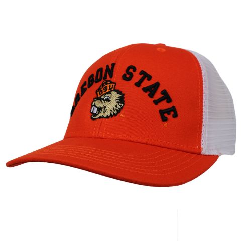 Orange and White Mesh Snapback with Benny
