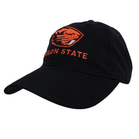 Black Oregon State Adjustable Hat with Beaver