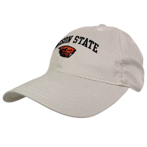 Beige Oregon State Adjustable Hat with Beaver