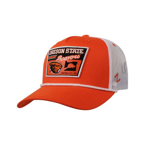 Orange and White Oregon State Beavers Corded Trucker Snapback