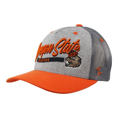 Grey and Orange Oregon State Snapback with Benny