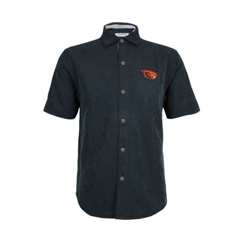 Men's Tommy Bahama Black Palm Print Beaver Shirt