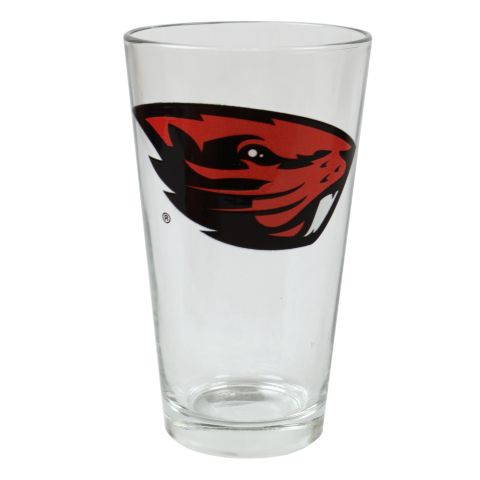 Pint Glass with Beaver Head