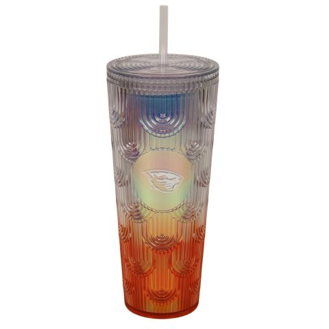 Silver Orange Ombre Tumbler with Beaver