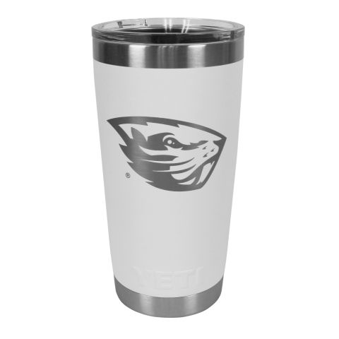 Yeti White Tumbler with Metallic Beaver