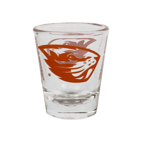 Shot Glass with Orange Beaver