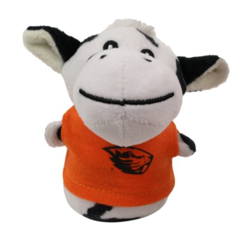 Small Cow Plushie with Orange Beaver Shirt