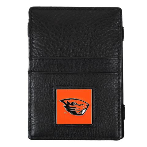 Black Leather Ladder Wallet with Beaver