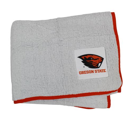 Grey Super Soft Sherpa Blanket with Beaver
